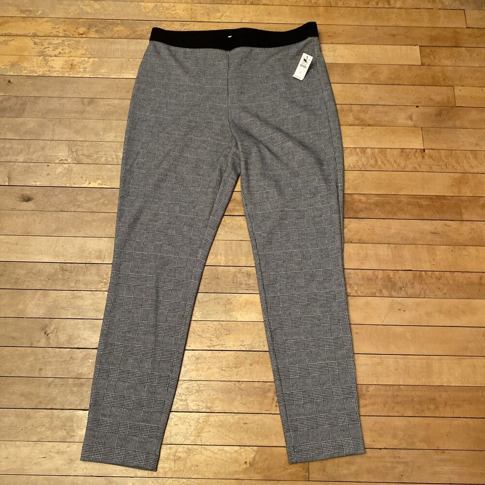 Talbots Pants Women’s Size 12 Houndstooth Plaid Stretch Pull On Office Career